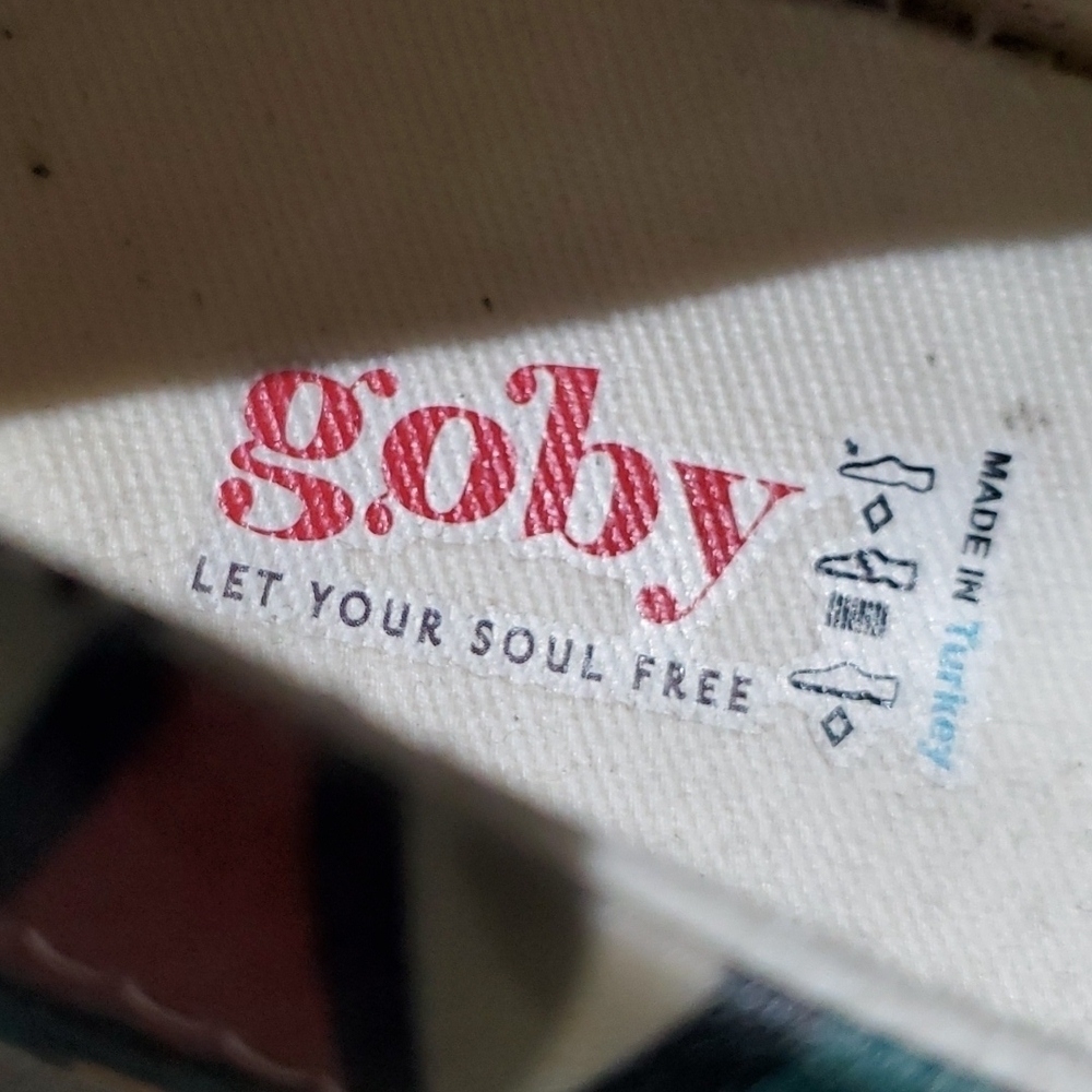 GOBY SLIP ON PLATFORM VEGAN CHUNKY SNEAKERS WITH AZTEC PRINT TRAINERS ART - Picture 11 of 14